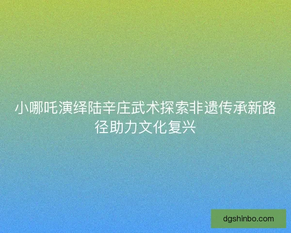 小哪吒演绎陆辛庄武术探索非遗传承新路径助力文化复兴